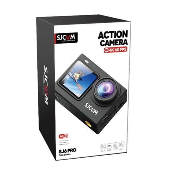 SJCAM SJ6 PRO Dual Screen Action Camera | 4K60fps/24MP | 6axis gyro | 165° Ultra Wide | 9:16 Vertical Screen | 8X Zoom | Time-Lapse, Slow Video, Car Mode, Interval Shooting | Black - Image 3