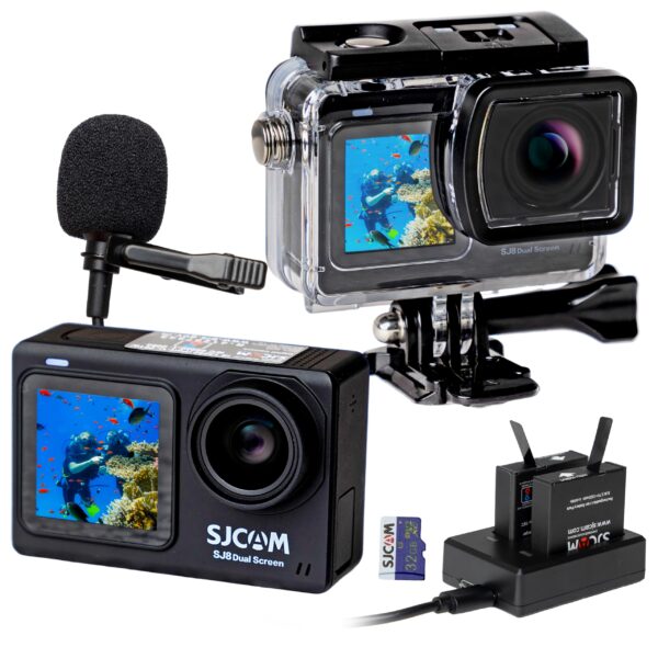 SJCAM SJ8 Dual Screen 4k/30fps Action Camera Kit | 20MP 2.33" Dual Touch Screen, 140° Wide-Angle | 30M Underwater, Super Night Vision with Mic 2+1 Batteries, Charger, 32GB SD Card - Image 3