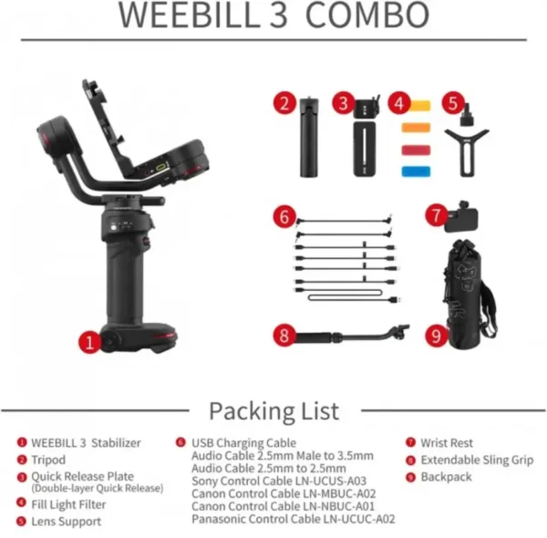 Zhiyun Weebill 3 Combo 3 Axis Gimbal for Camera - Image 2