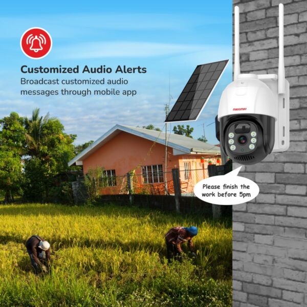 MANOMAY 4G Sim 4Mp Solar Powered CCTV Camera
