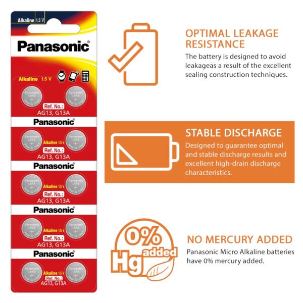 Panasonic LR44 Alkaline Coin Batteries
