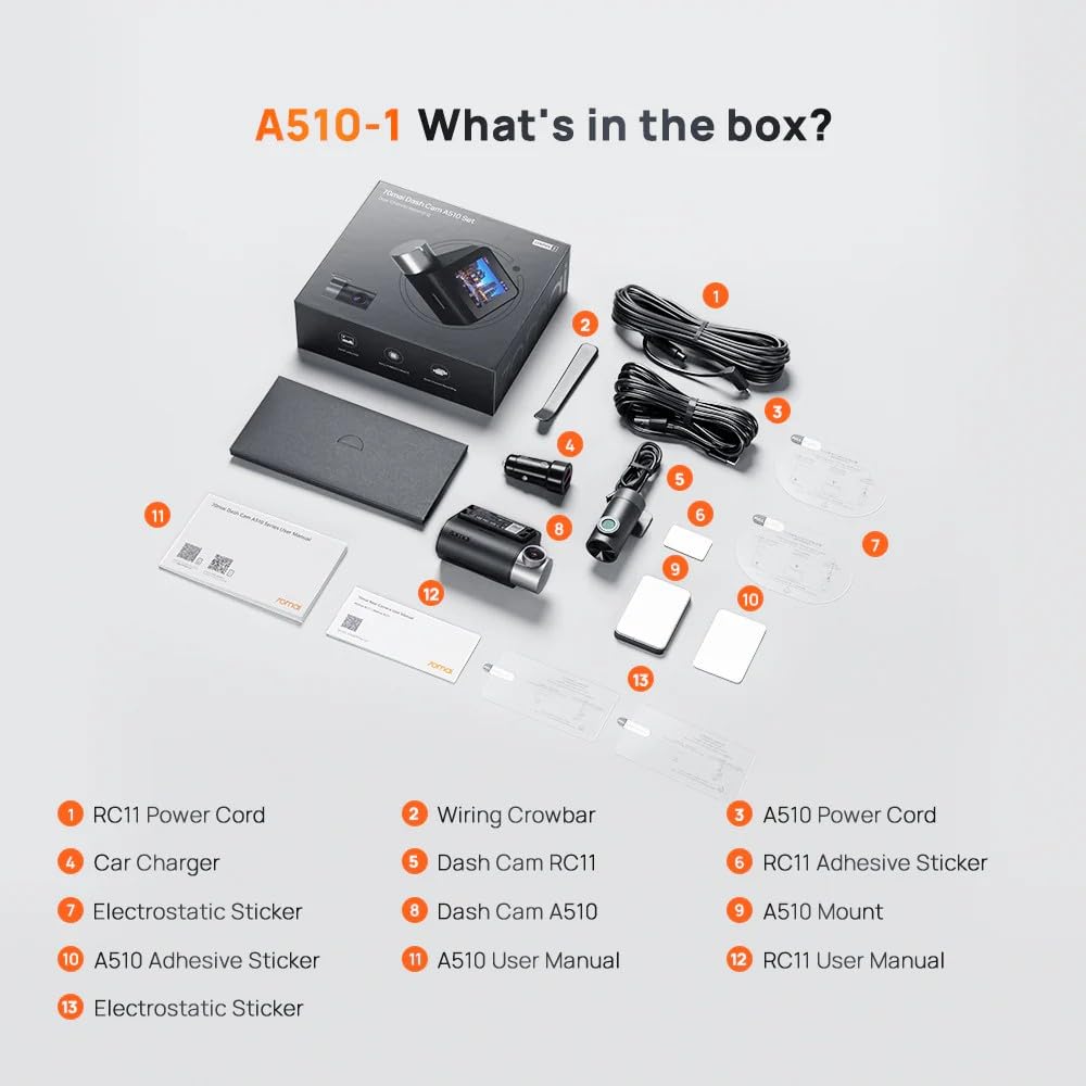 70mai A510 HDR 3K Dual Channel Dash Cam, STARVIS 2 IMX675 Sensor, ADAS, Built-in GPS Logger, Route Recorder, MaiColor Vivid+ with Night Owl Vision, App Playback & Share, Optional Parking Monitoring - Image 3