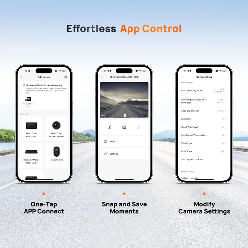 70mai A510 HDR 3K Dual Channel Dash Cam, STARVIS 2 IMX675 Sensor, ADAS, Built-in GPS Logger, Route Recorder, MaiColor Vivid+ with Night Owl Vision, App Playback & Share, Optional Parking Monitoring - Image 2