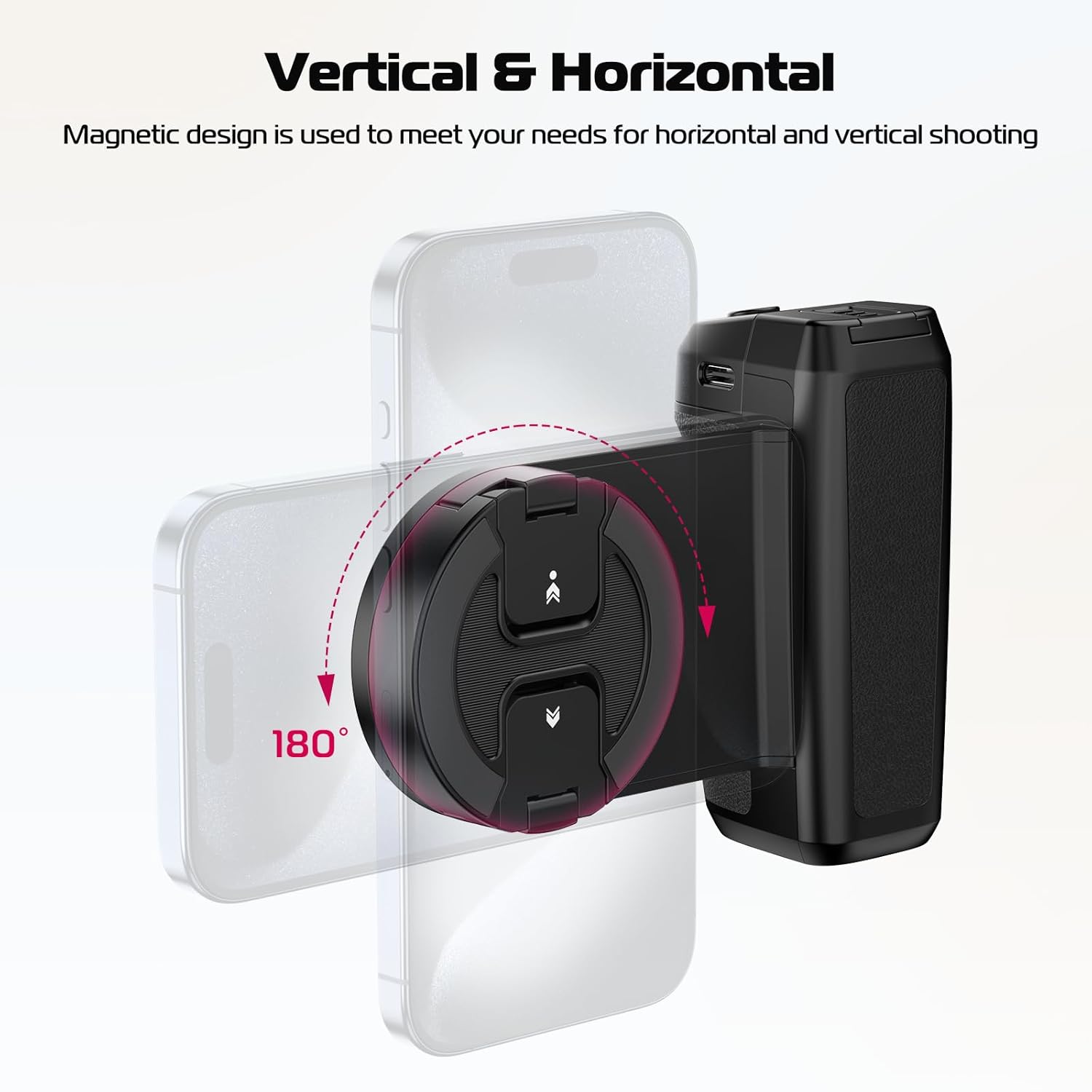 ULANZI Selfie Phone Tripod Mount MA35, 2-in-1 Magnetic & Phone Clip Camera Grip Handle Holder with Detachable Remote Shutter with Cold Shoe Adapter for iPhone 14 15 Samsung Smartphone Video Shooting - Image 8