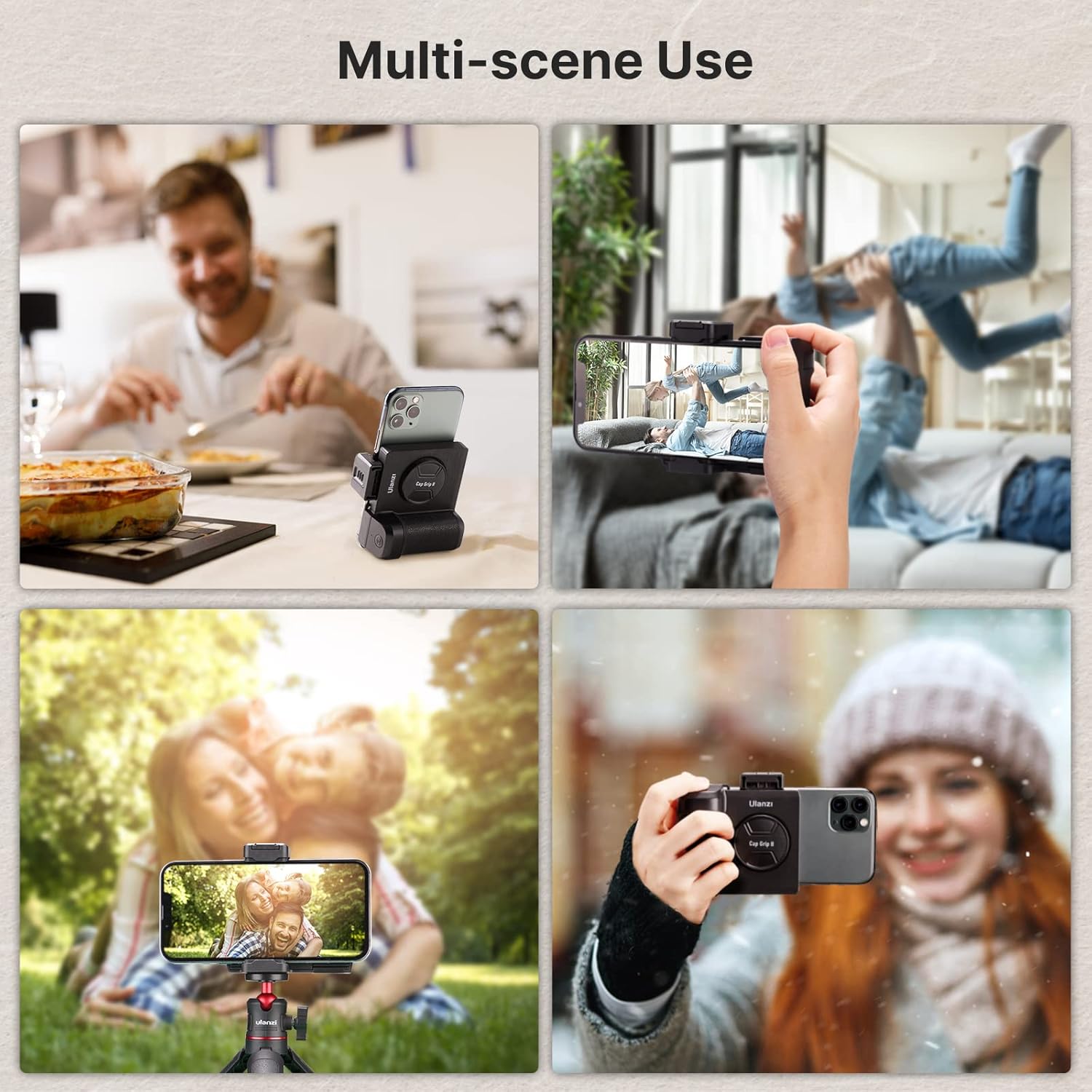 ULANZI CG01 Phone Tripod Mount with Remote Control Cell Phone Tripod Adapter Grip Holder, Smartphone Handle Grip with Detachable Wireless Camera Shutter for iPhone Video Photo Shooting, Black - Image 7